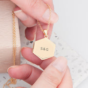 Personalised Hexagonal Photo Locket Necklace - Gold Plated