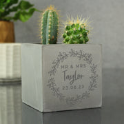 Personalised Wreath Concrete Flower Pot