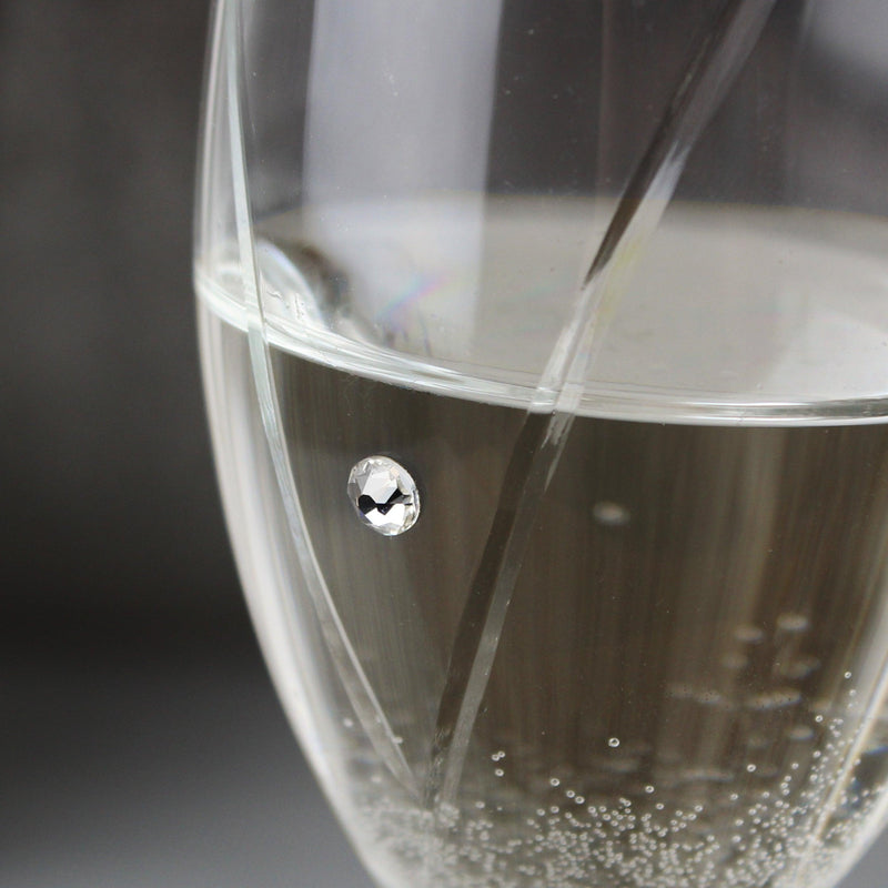 Personalised Hand Cut Mr & Mrs Pair of Flutes Glasses with Swarovski Elements in Gift Box