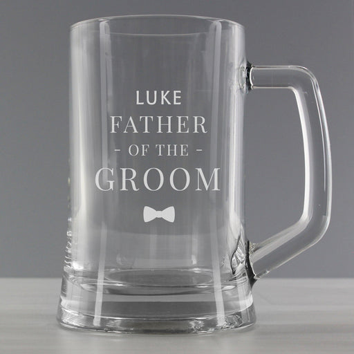 Personalised Father of the Groom Pint Stern Glass Tankard
