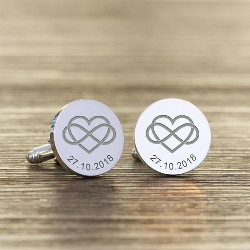 Personalised Heart Infinity Love Cufflinks - Myhappymoments.co.uk