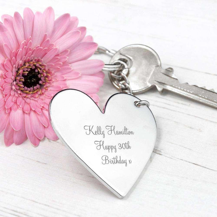 Personalised Heart Keyring - Myhappymoments.co.uk