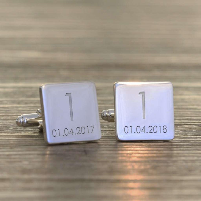 Personalised Anniversary Square Cufflinks - Myhappymoments.co.uk