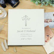 Personalised Silver Cross Photo Album with Sleeves - Baptism