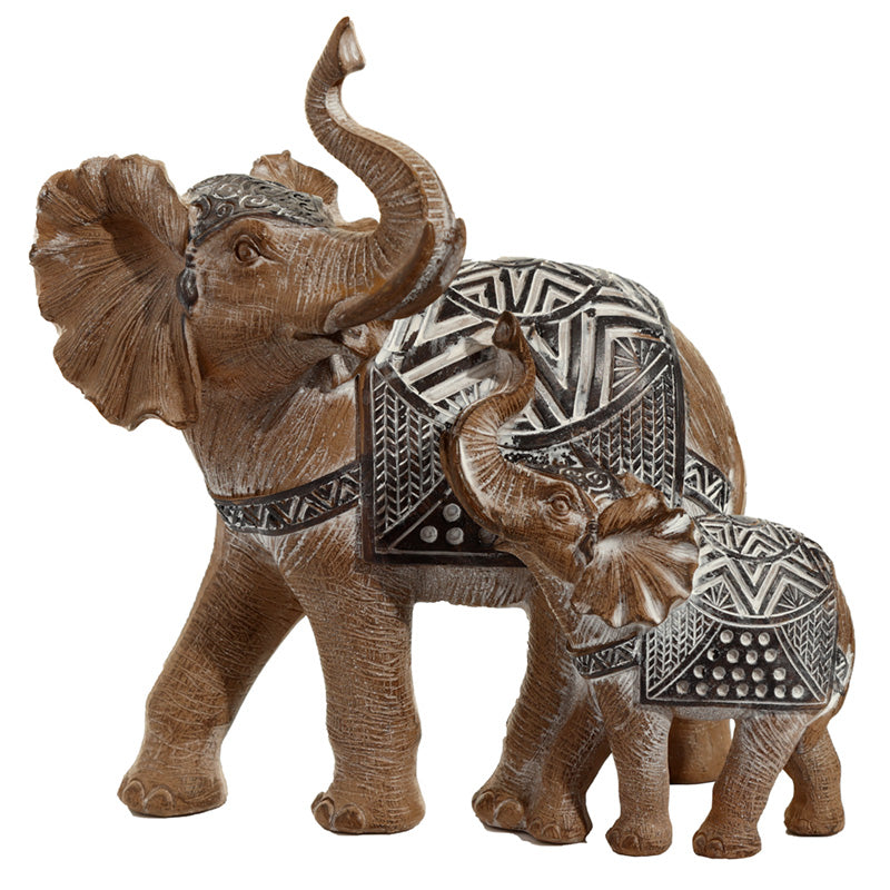 Elephant Wood Effect Figurines Feng Shui Symbol