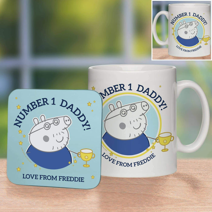 Personalised Peppa Pig™ Number 1 Daddy Mug & Coaster