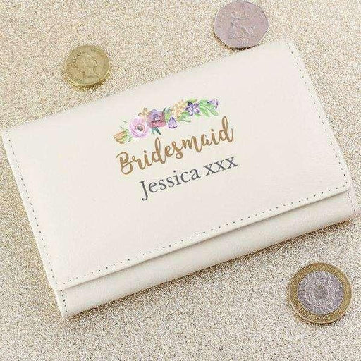 Personalised Floral Watercolour Cream Purse - Myhappymoments.co.uk