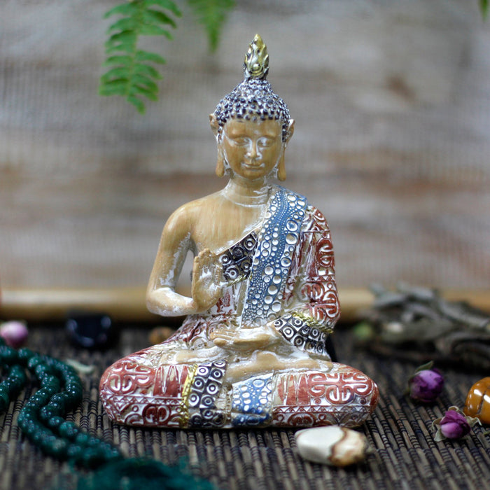 Thai Buddha Protection Ornament - Terracotta & Sky Blue 15 cm