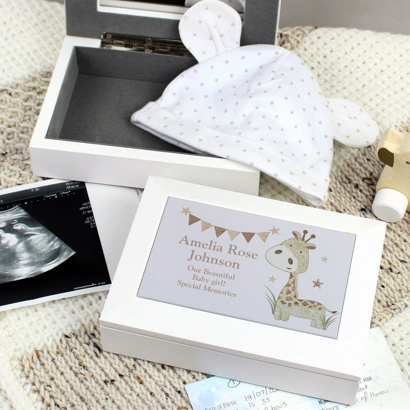 Personalised Hessian Giraffe Wooden Jewellery Box - Myhappymoments.co.uk