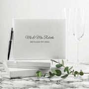 Personalised White Leather Wedding Guest Book