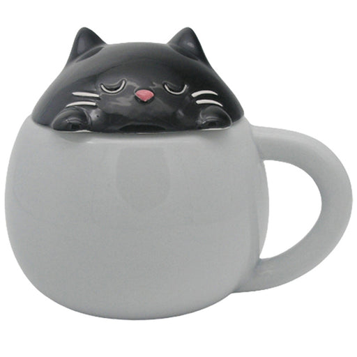 Feline Fine Cat Peeping Lid Ceramic Lidded Mug