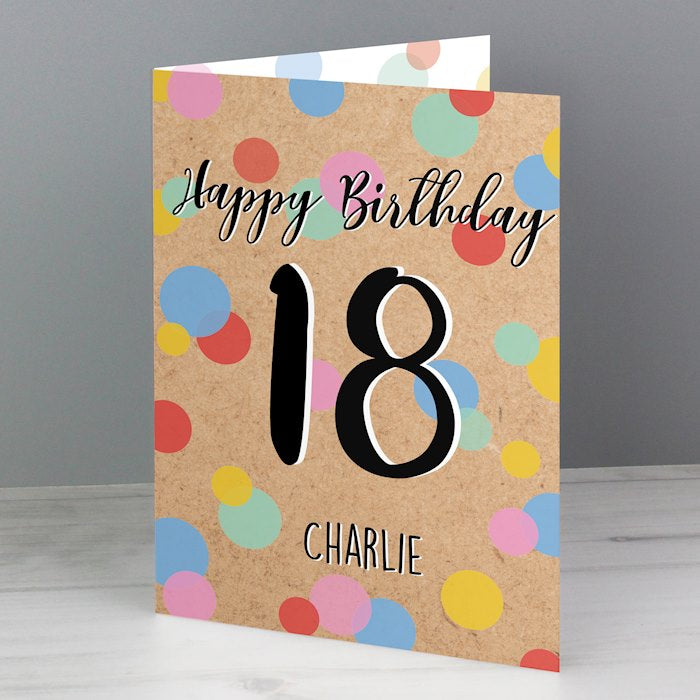 Personalised Colour Confetti Birthday Age Card from Pukkagifts.uk