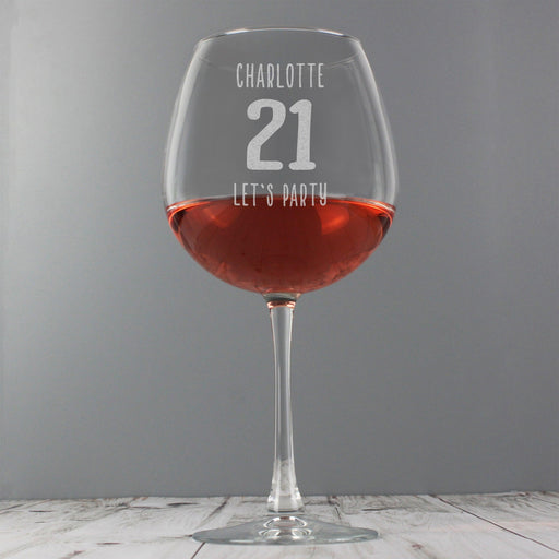 Personalised Birthday Age Bottle of Wine Glass
