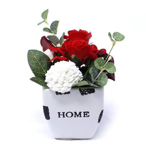Soap Flower Bouquet Petite Flower Pot - Rich Reds
