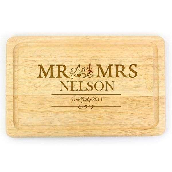 Engraved Mr & Mrs Rectangle Chopping Board - Myhappymoments.co.uk