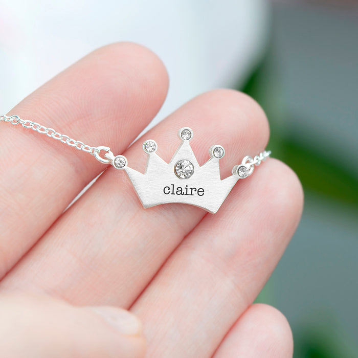 Personalised Kids Princess Crown Necklace