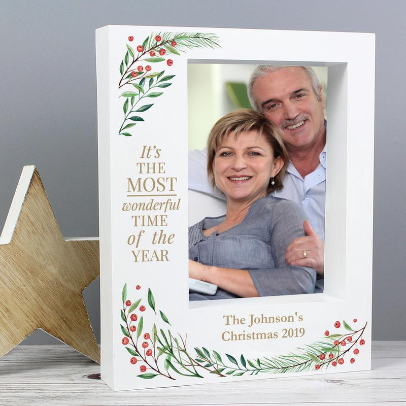 Personalised Wonderful Time of The Year Christmas Box Photo Frame 7x5
