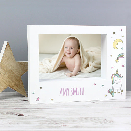Personalised Baby Unicorn Box Photo Frame 7x5 - Myhappymoments.co.uk