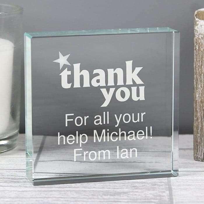 Personalised Thank you Large Crystal Token - Myhappymoments.co.uk