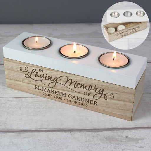 Personalised In Loving Memory Triple Tea Light Box - Myhappymoments.co.uk