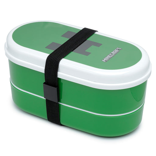 Minecraft Creeper Stacked Bento Box Lunch Box with Fork & Spoon