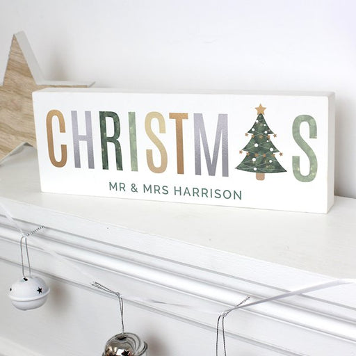 Personalised Christmas Wooden Block Mantel Sign Decoration - Myhappymoments.co.uk