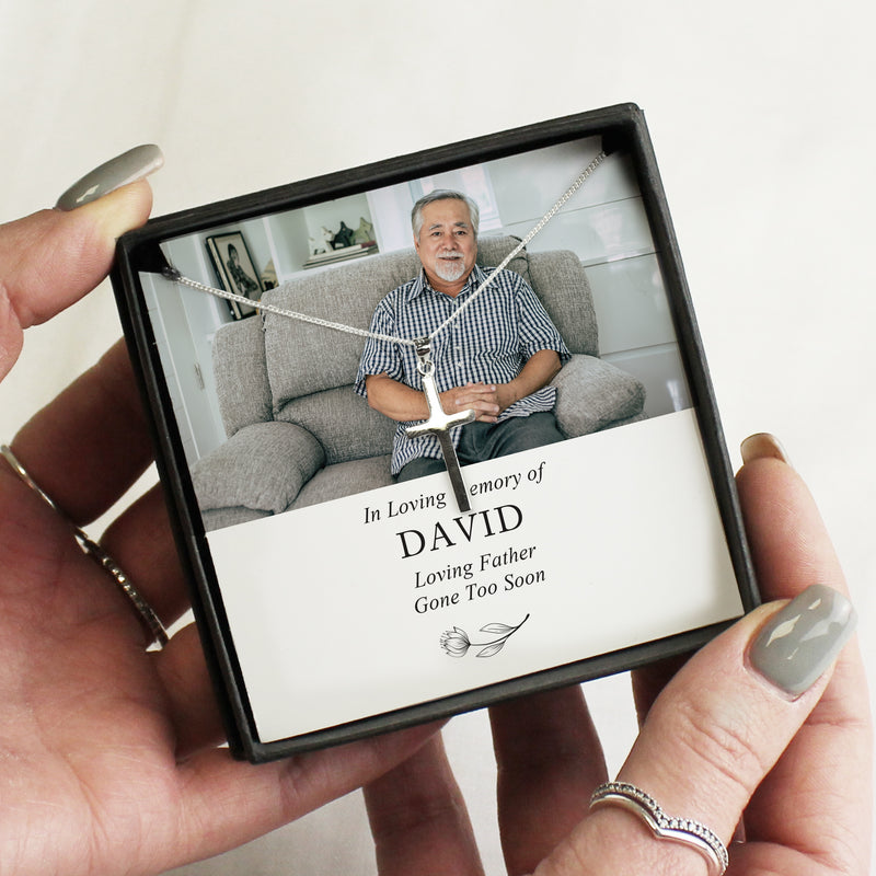 Personalised In Loving Memory Memorial Photo Upload Necklace and Box