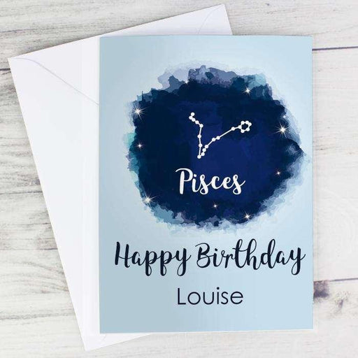 Personalised Pisces Zodiac Star Sign Birthday Card (February 19th - March 20th) - Myhappymoments.co.uk