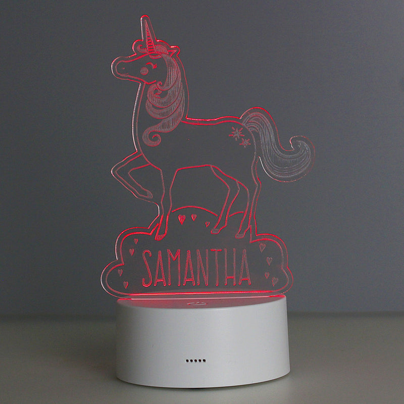 Personalised Unicorn LED Colour Changing Night Light - Myhappymoments.co.uk