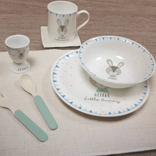 Personalised Little Bunny Blue Breakfast Set - Myhappymoments.co.uk