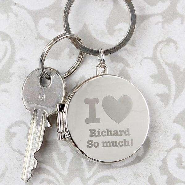 Personalised I Heart Photo Locket Keyring - Myhappymoments.co.uk