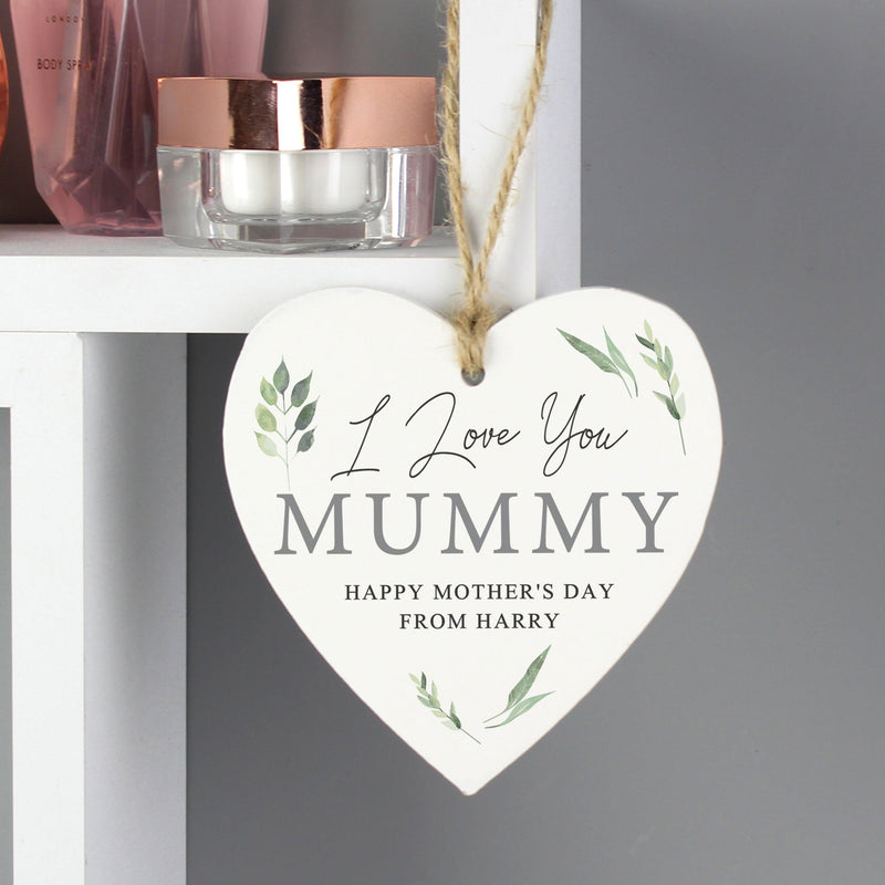 Personalised Botanical Wooden Heart Decoration