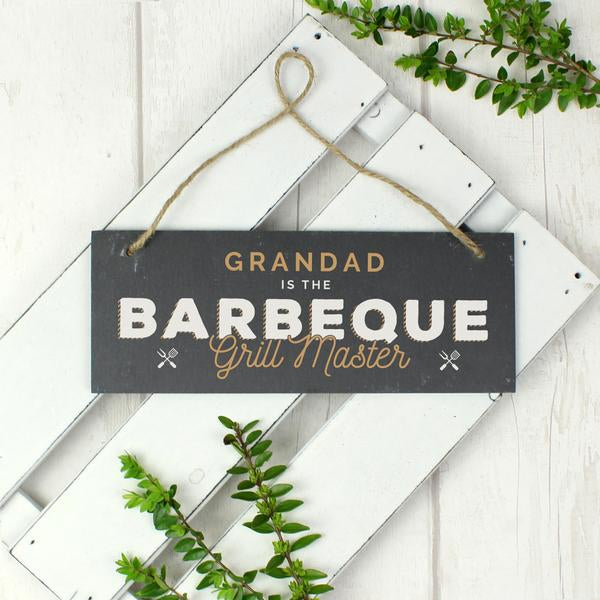 Personalised Barbeque Grill Master Printed Hanging Slate Plaque - Myhappymoments.co.uk