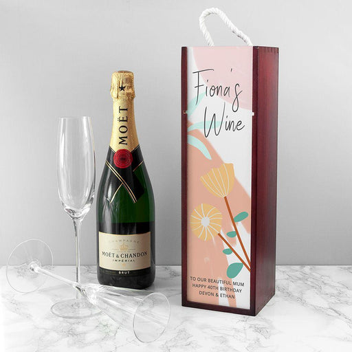 Personalised Floral Wine Box