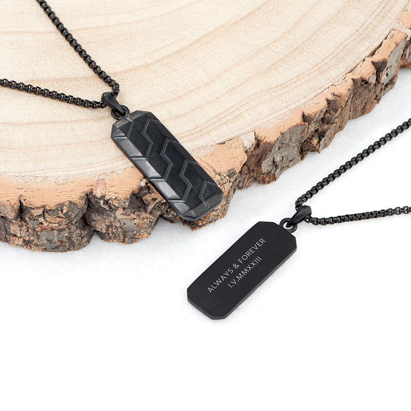 Personalised Men's Tyretread Stone Necklace
