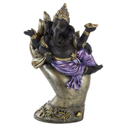 Purple, Gold and Black Ganesh Lying in Buddha Hand Statue