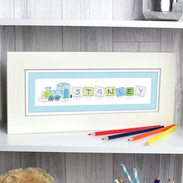 Personalised Patchwork Train Name Frame - Myhappymoments.co.uk