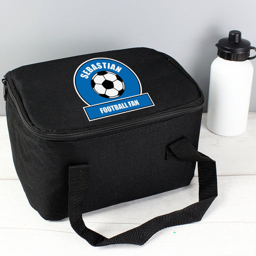 Personalised Dark Blue Football Fan Lunch Bag