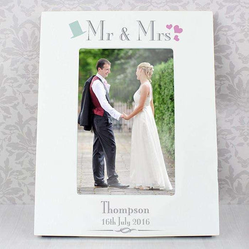 Personalised Wedding Mr & Mrs White Photo Frame 4x6 - Myhappymoments.co.uk