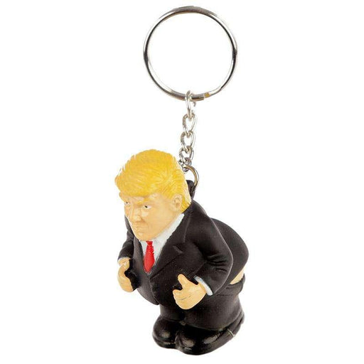 Novelty Funny President Donald Trump Squeezy Poo Poo Keyring - Myhappymoments.co.uk
