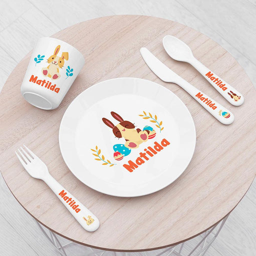 Personalised Children's Spring Bunny Dinner Set