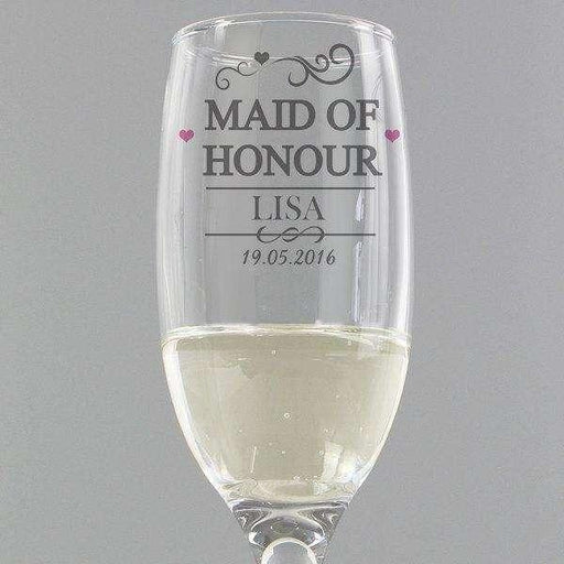 Personalised Maid Of Honour Champagne Glass Flute - Myhappymoments.co.uk