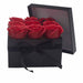 Soap Flower Gift Bouquet In Box - 9 Red Roses - Square