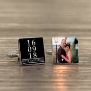Personalised Groom Cufflinks - Wedding Date Photo