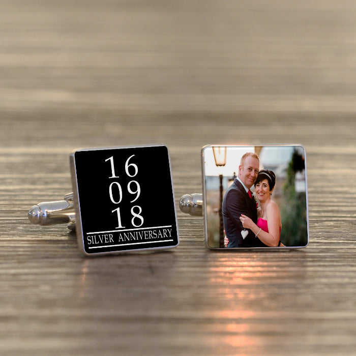 Personalised Groom Cufflinks - Wedding Date Photo