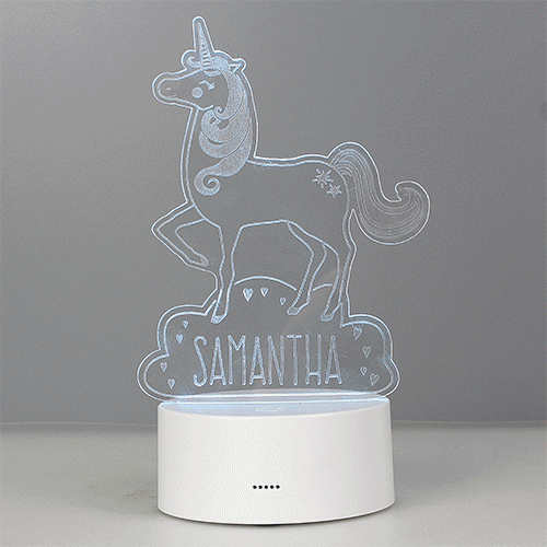 Personalised Unicorn LED Colour Changing Night Light - Myhappymoments.co.uk