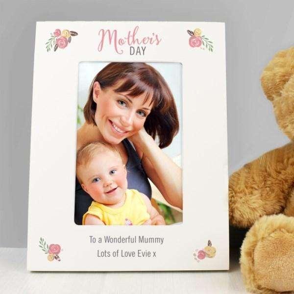 Personalised Floral Bouquet Mothers Day 4x6 Photo Frame - Myhappymoments.co.uk