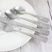Personalised Teddy 4 Piece Embossed Cutlery Set - Christening Gift