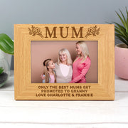 Personalised Floral Mum Oak Finish Photo Frame - 6x4