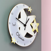 Personalised Children’s Moon and Stars Shape Wooden Clock